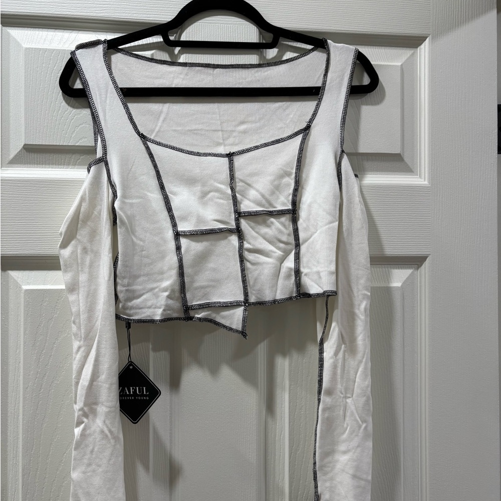 Zaful White Long Sleeve Women's Top